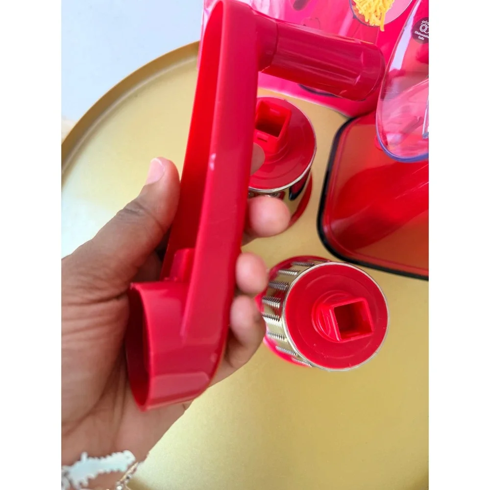 NutriSlicer‎ Rotary Cheese Grater Red 3 Stainless Steel Drums Vegetable Slicer